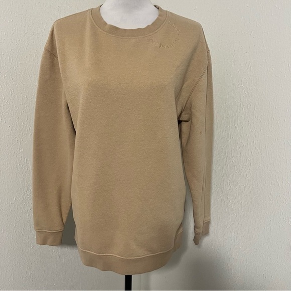 Nobody's Child Medium Camel “Be Kind" Circle Logo Crew Sweatshirt Organic Cotton - Picture 2 of 9